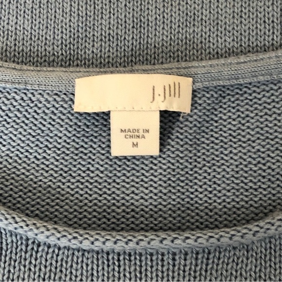 J. JILL - Cotton & Merino Wool Blend Light Blue Round Neck Sweater - Size Medium - Picture 4 of 8
